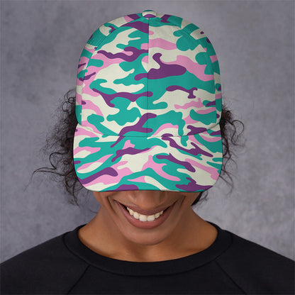 Pastel Teal And Purple Camouflage Print Baseball Cap