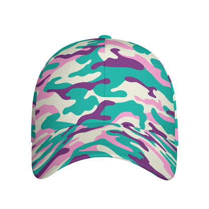 Pastel Teal And Purple Camouflage Print Baseball Cap