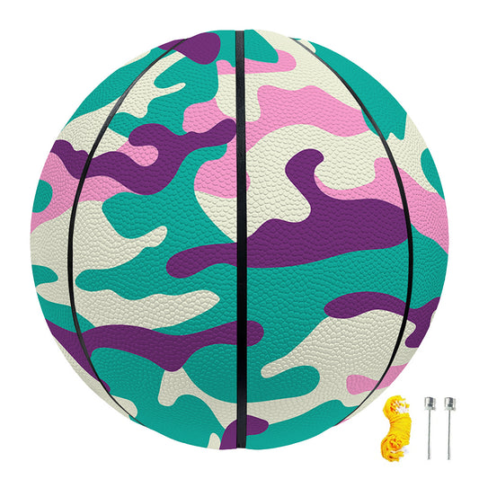 Pastel Teal And Purple Camouflage Print Basketball