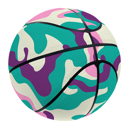 Pastel Teal And Purple Camouflage Print Basketball