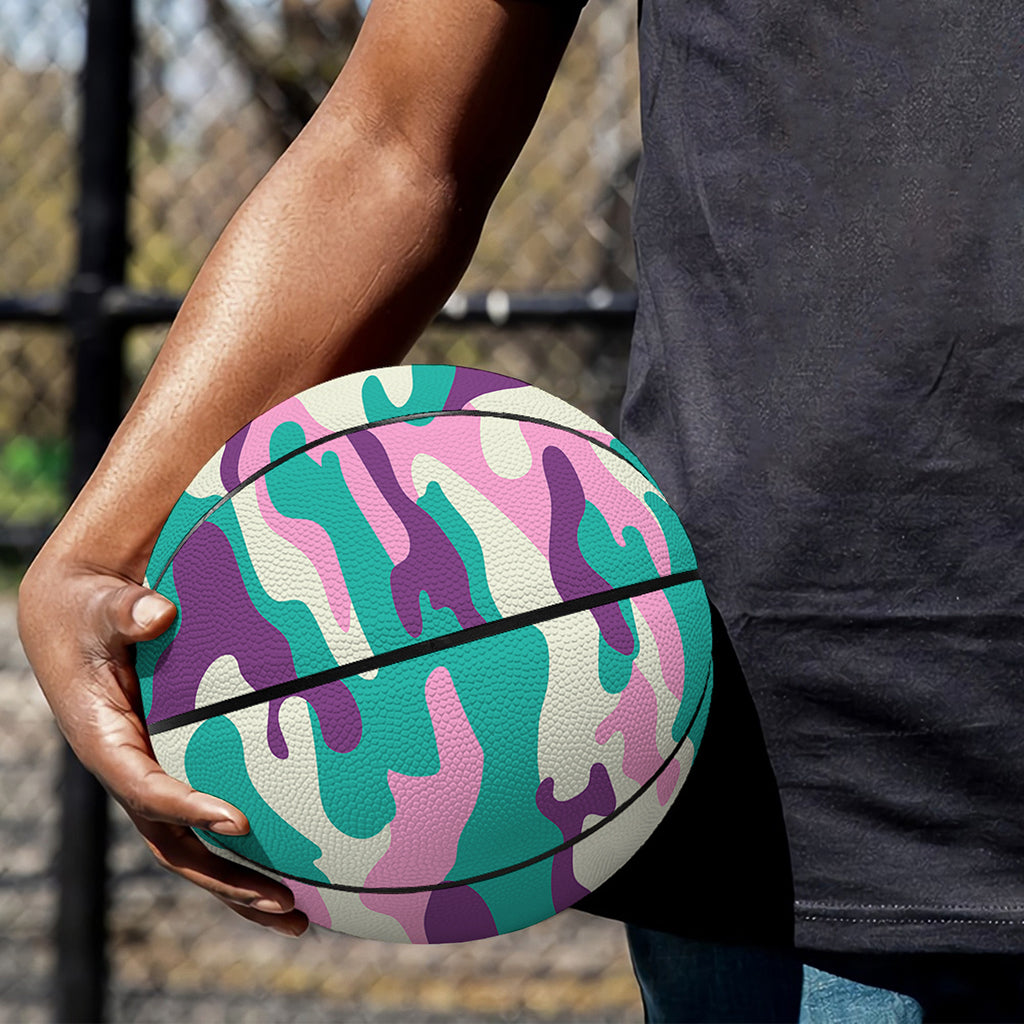 Pastel Teal And Purple Camouflage Print Basketball