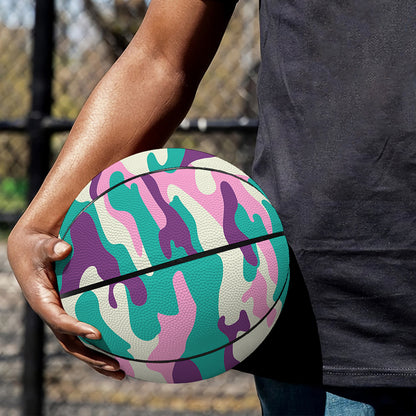 Pastel Teal And Purple Camouflage Print Basketball