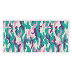 Pastel Teal And Purple Camouflage Print Beach Towel