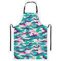 Pastel Teal And Purple Camouflage Print Bib Apron With Pocket