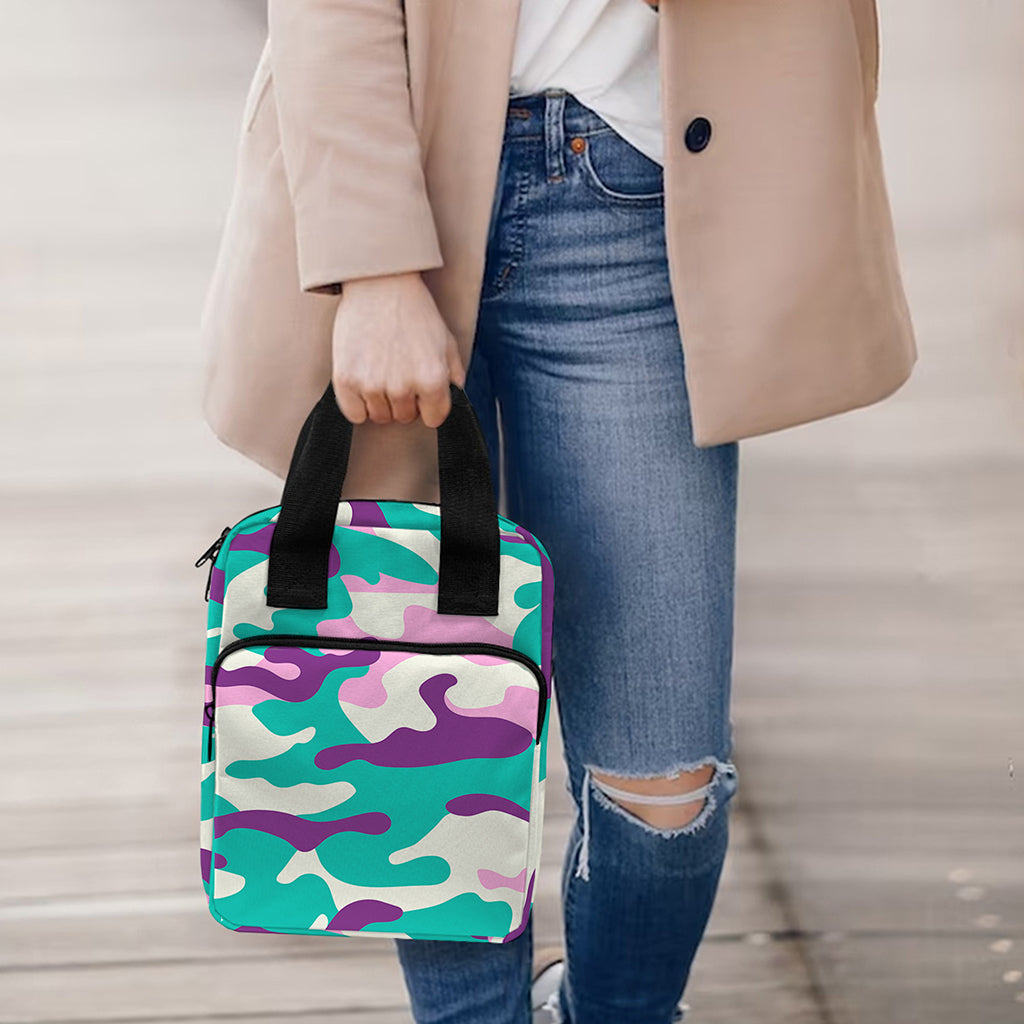 Pastel Teal And Purple Camouflage Print Bible Tote Bag