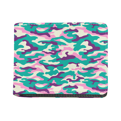 Pastel Teal And Purple Camouflage Print Bifold Wallet