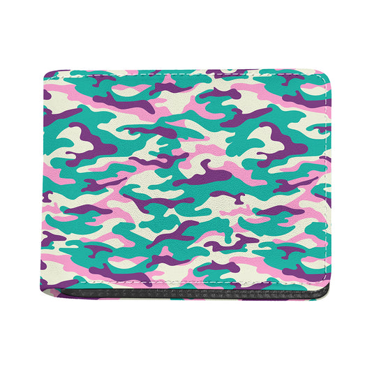 Pastel Teal And Purple Camouflage Print Bifold Wallet