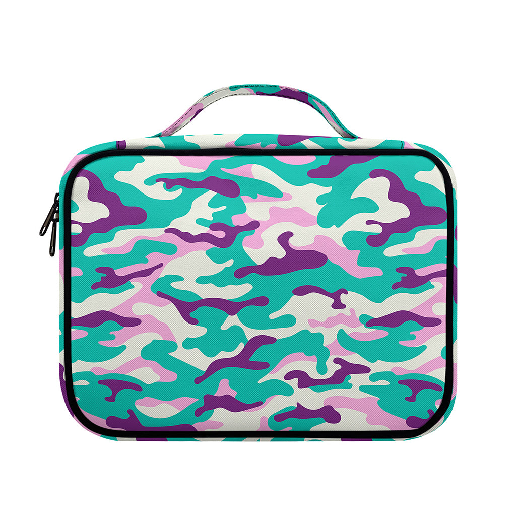 Pastel Teal And Purple Camouflage Print Briefcase Bible Bag