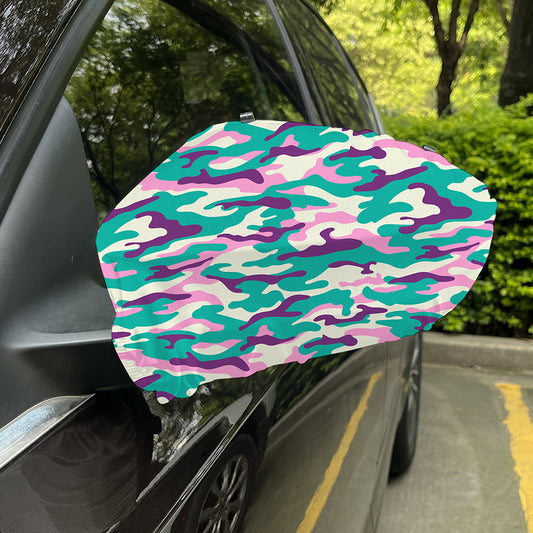 Pastel Teal And Purple Camouflage Print Car Side Mirror Covers