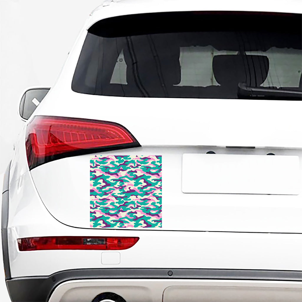 Pastel Teal And Purple Camouflage Print Car Sticker