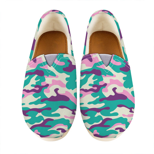 Pastel Teal And Purple Camouflage Print Casual Shoes