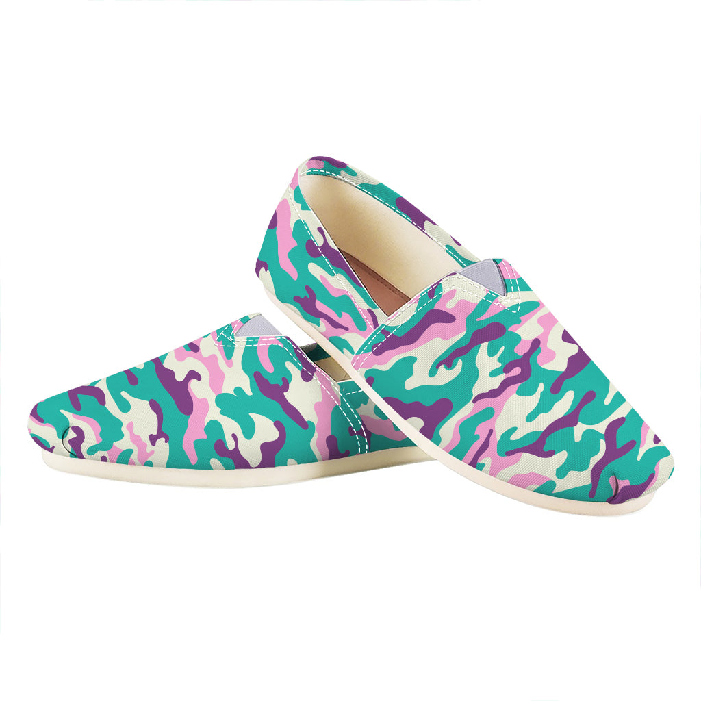 Pastel Teal And Purple Camouflage Print Casual Shoes