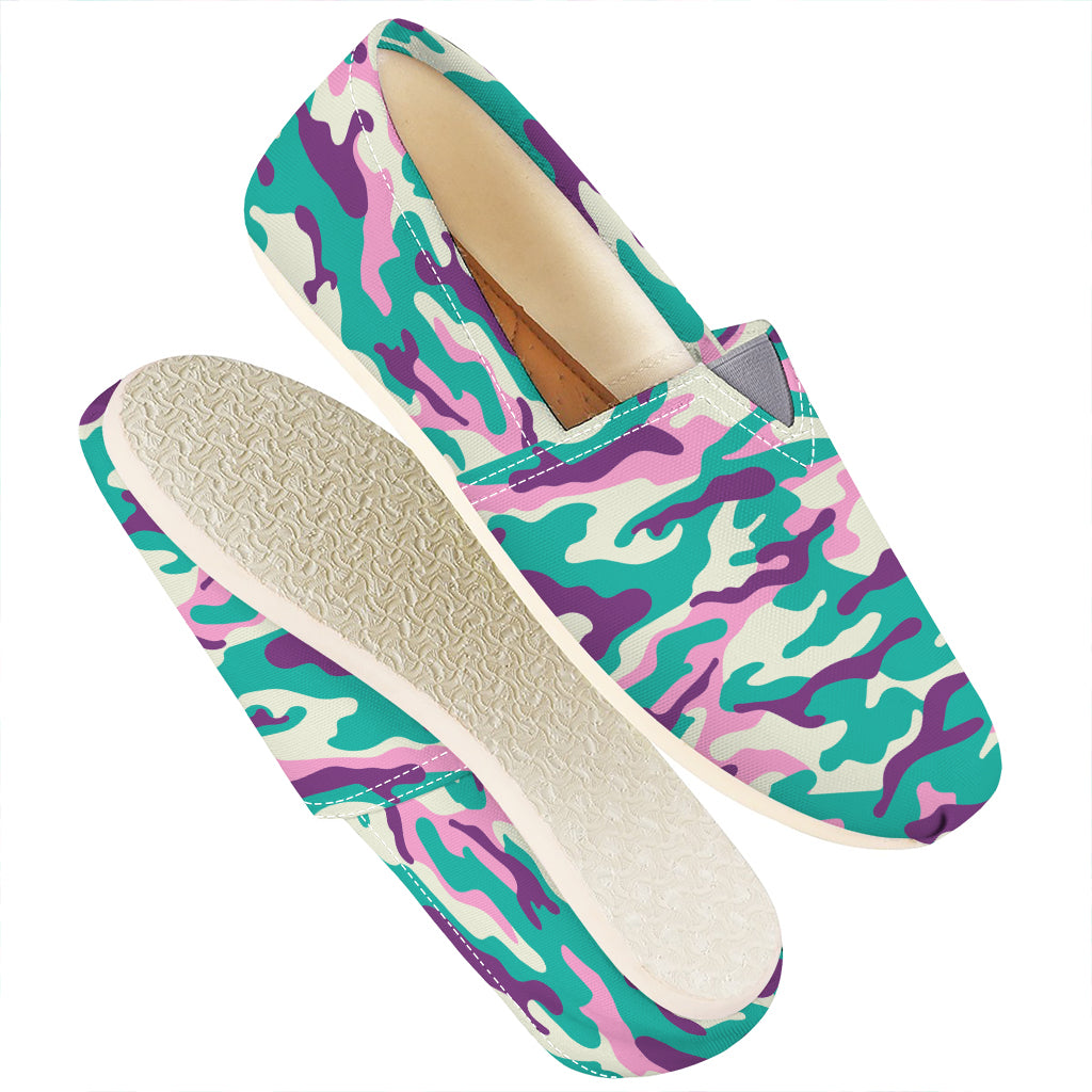 Pastel Teal And Purple Camouflage Print Casual Shoes