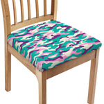 Pastel Teal And Purple Camouflage Print Chair Cushion Cover