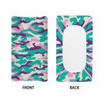 Pastel Teal And Purple Camouflage Print Changing Pad Cover