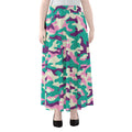 Pastel Teal And Purple Camouflage Print Chiffon Maxi Skirt