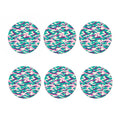 Pastel Teal And Purple Camouflage Print Coaster Set