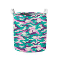 Pastel Teal And Purple Camouflage Print Collapsible Laundry Basket
