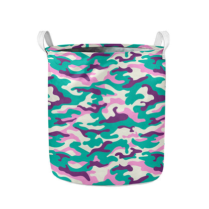 Pastel Teal And Purple Camouflage Print Collapsible Laundry Basket