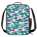 Pastel Teal And Purple Camouflage Print Crossbody Lunch Bag