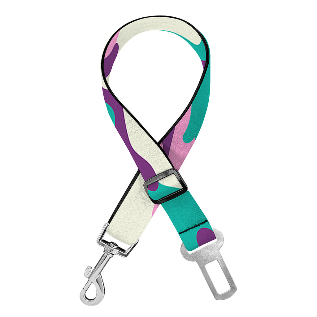 Pastel Teal And Purple Camouflage Print Dog Seat Belt