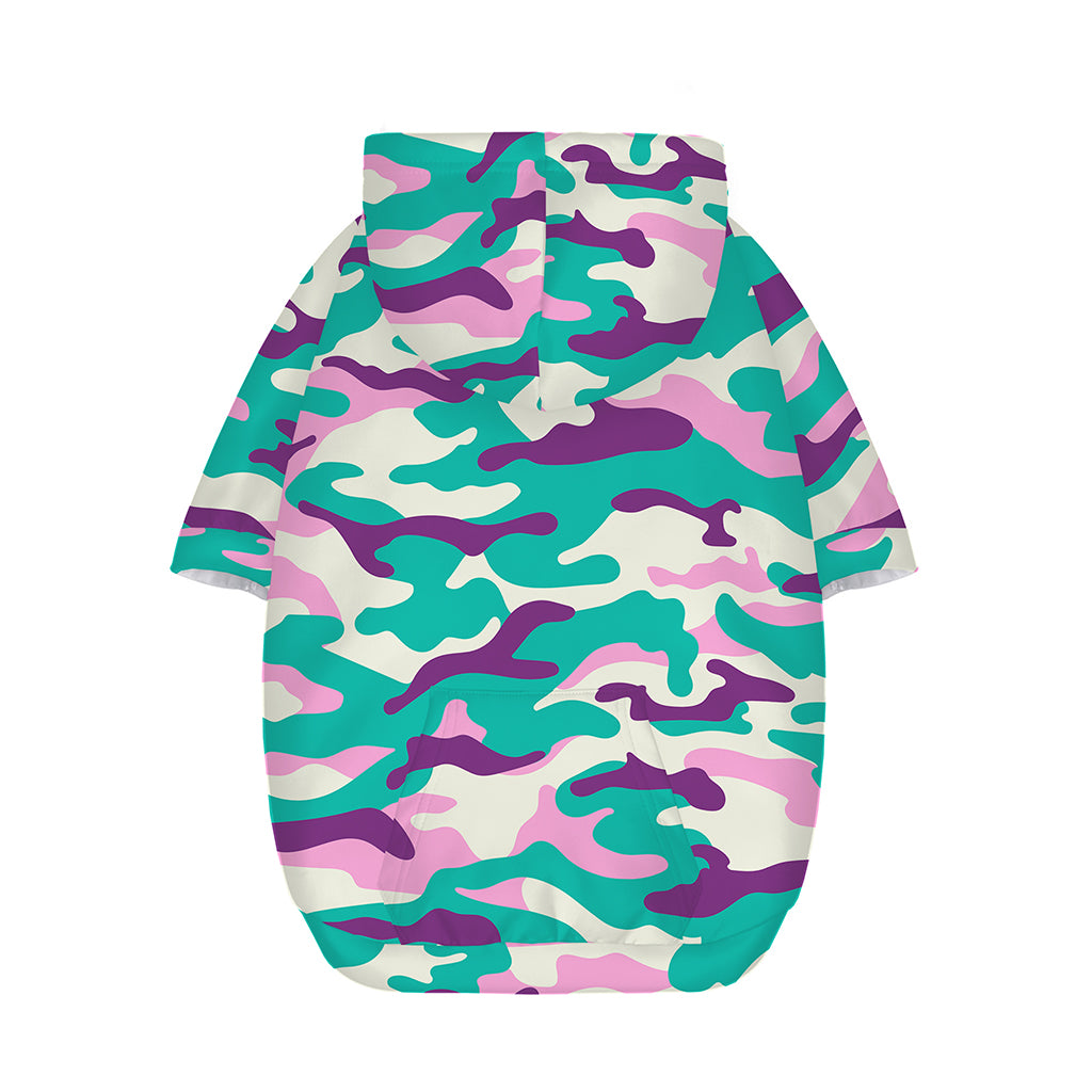 Pastel Teal And Purple Camouflage Print Dog Zip Up Hoodie