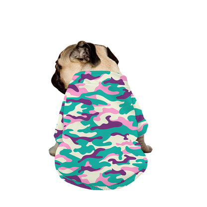 Pastel Teal And Purple Camouflage Print Dog Zip Up Jacket