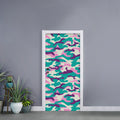 Pastel Teal And Purple Camouflage Print Door Sticker