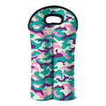 Pastel Teal And Purple Camouflage Print Double Neoprene Wine Tote