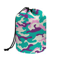 Pastel Teal And Purple Camouflage Print Drawstring Makeup Bag