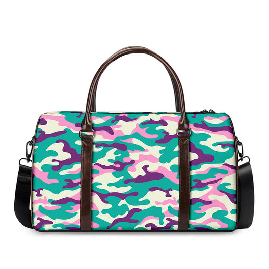 Pastel Teal And Purple Camouflage Print Duffle Bag