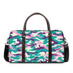 Pastel Teal And Purple Camouflage Print Duffle Bag