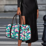 Pastel Teal And Purple Camouflage Print Duffle Bag