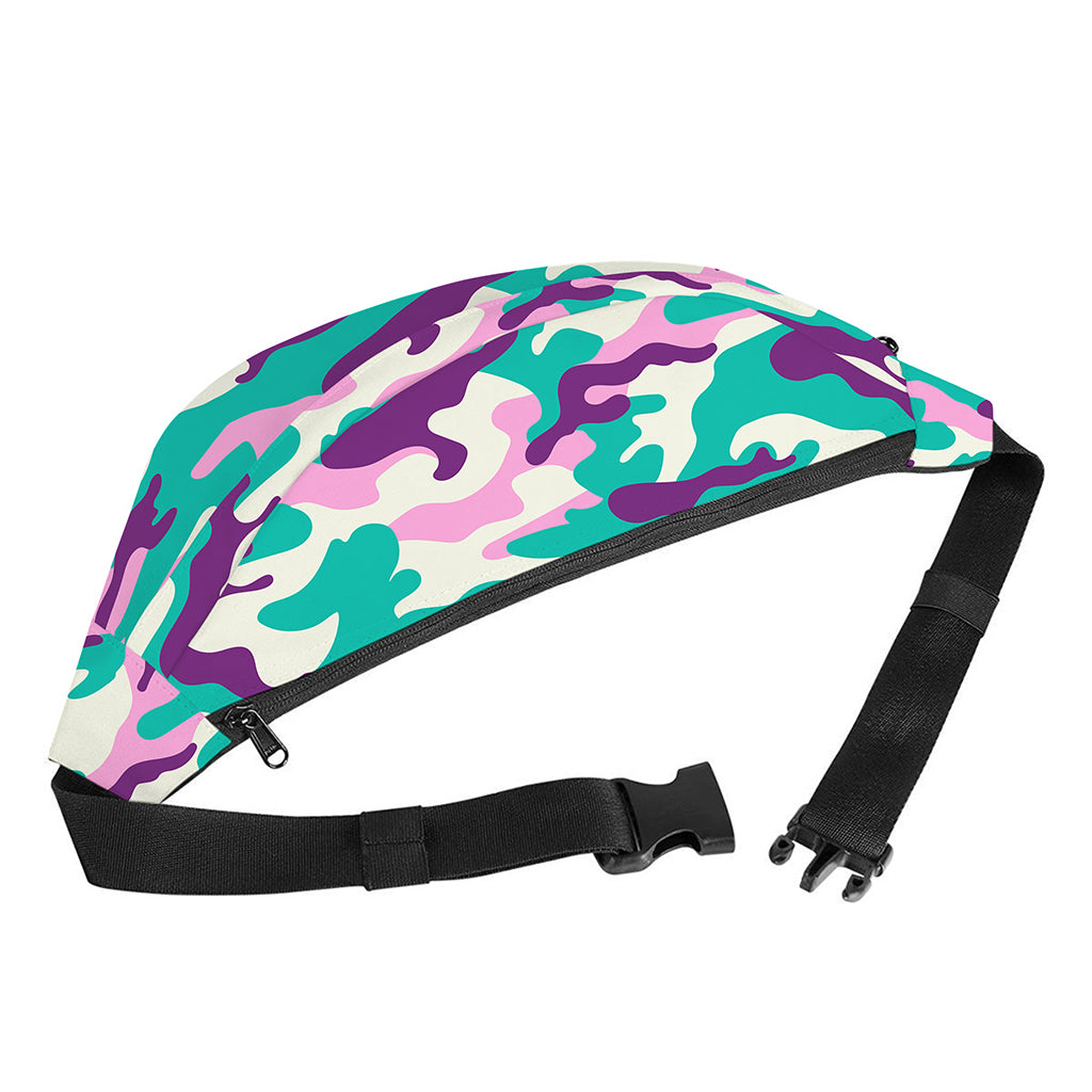 Pastel Teal And Purple Camouflage Print Fanny Pack