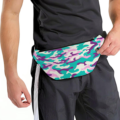 Pastel Teal And Purple Camouflage Print Fanny Pack