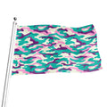 Pastel Teal And Purple Camouflage Print Flag