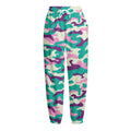 Pastel Teal And Purple Camouflage Print Fleece Lined Knit Pants