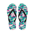 Pastel Teal And Purple Camouflage Print Flip Flops