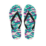 Pastel Teal And Purple Camouflage Print Flip Flops