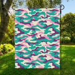 Pastel Teal And Purple Camouflage Print Garden Flag