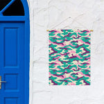 Pastel Teal And Purple Camouflage Print Garden Flag