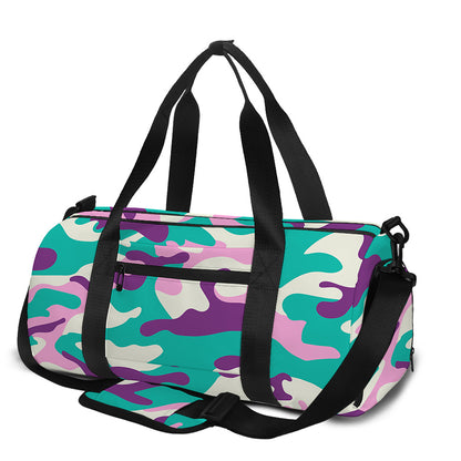 Pastel Teal And Purple Camouflage Print Gym Bag