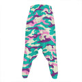 Pastel Teal And Purple Camouflage Print Hammer Pants