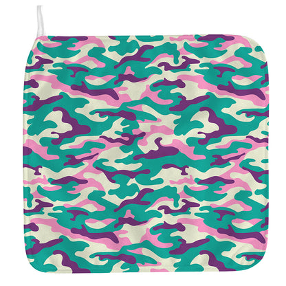 Pastel Teal And Purple Camouflage Print Hand Towel