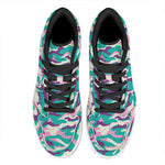 Pastel Teal And Purple Camouflage Print High Top Leather Sneakers