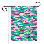 Pastel Teal And Purple Camouflage Print House Flag
