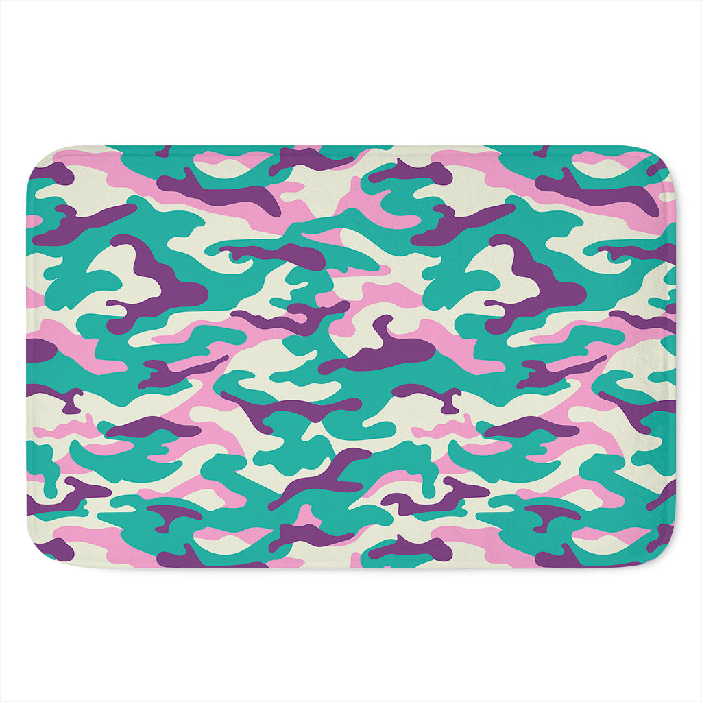Pastel Teal And Purple Camouflage Print Indoor Door Mat