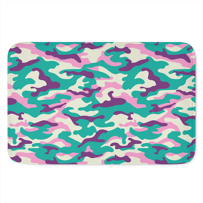 Pastel Teal And Purple Camouflage Print Indoor Door Mat