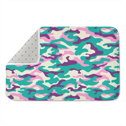 Pastel Teal And Purple Camouflage Print Indoor Door Mat