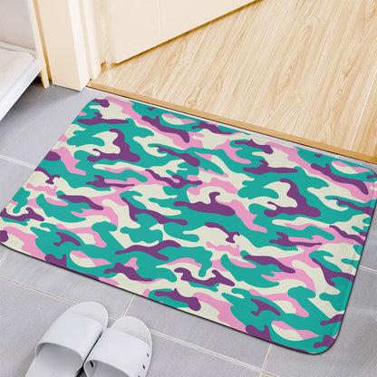 Pastel Teal And Purple Camouflage Print Indoor Door Mat